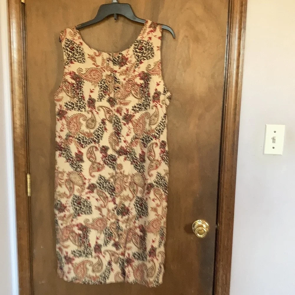 Vintage dress sleeveless paisley animal print  casual office boho XL - Picture 14 of 16